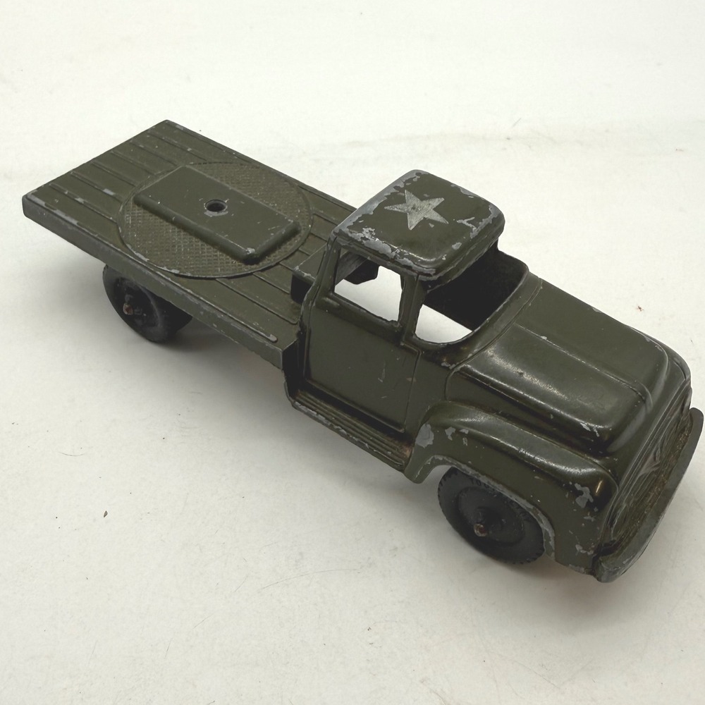 Vtg Tootsietoy Military 1954 Ford Flatbed Truck Diecast Olive Green Chicago USA
